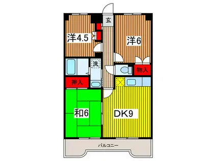 グランパレス弐番館(3DK/2階)の間取り写真
