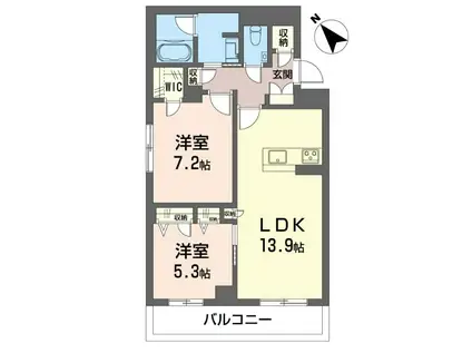 セレスティア ハザワ(2LDK/2階)の間取り写真