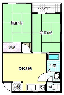 セントヒル藤井寺(2DK/1階)の間取り写真