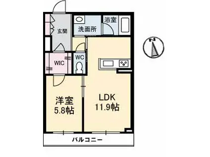 LA PEINTURE(1LDK/2階)の間取り写真