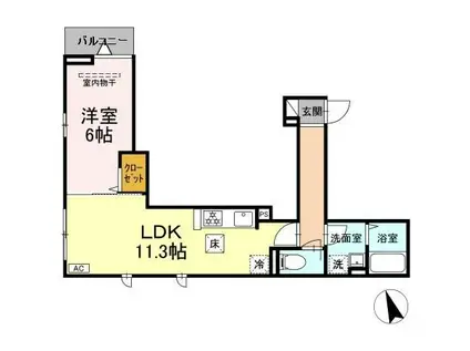 ASSET-COURT錦町(1LDK/1階)の間取り写真