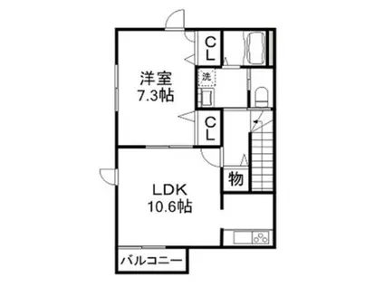 メゾン・アミーシカ(1LDK/2階)の間取り写真