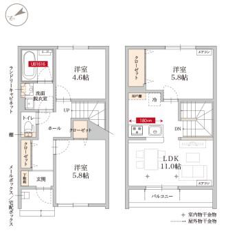アクアルーチェ駒形(3LDK/1階)の間取り写真