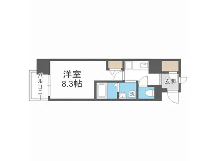 アスリート本町リバーウエスト(1K/8階)の間取り写真