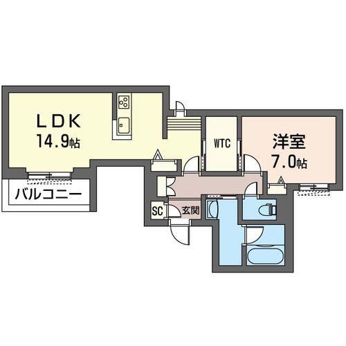 ナンバーアンフィニ(1LDK/1階)の間取り写真