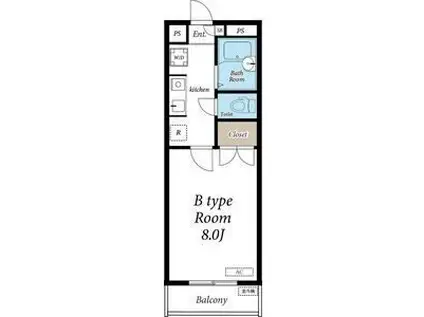 アラモード旭ヶ丘(1K/2階)の間取り写真