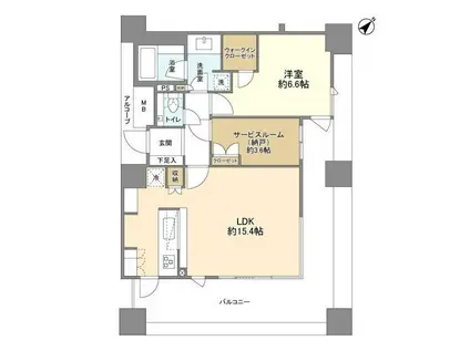 エティア目黒ウエストタワー(1SLDK/2階)の間取り写真