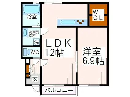 フォレストメゾン聖蹟(1LDK/1階)の間取り写真