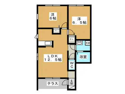 フロリアード(2LDK/1階)の間取り写真