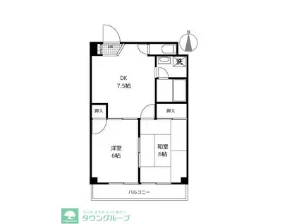 サンマンションオザワ(2DK/1階)の間取り写真