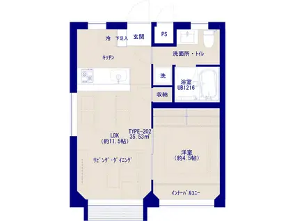 CASA CIELOMARE(1LDK/2階)の間取り写真