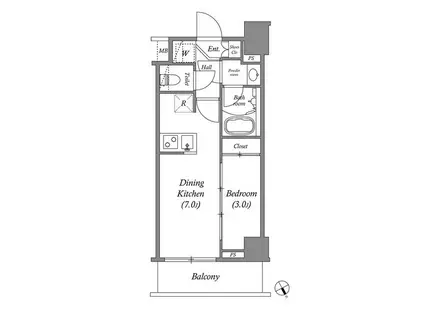 ARKMARK水天宮前II(1DK/3階)の間取り写真