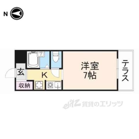 クレール秋篠(1K/1階)の間取り写真