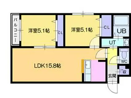 シエルクレール宮の沢(2LDK/4階)の間取り写真