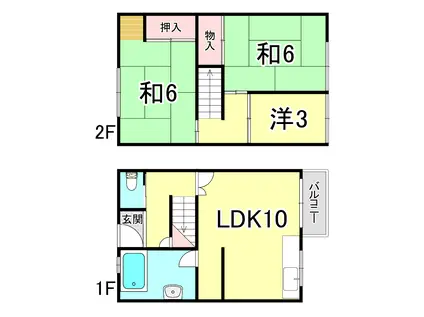 松が丘9号棟(3LDK/4階)の間取り写真