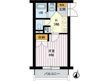 パインフィールド(1K/2階)の間取り写真