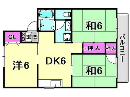 レジェンドールエム(3DK/1階)の間取り写真