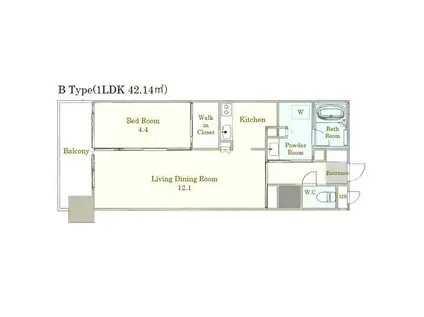 ONE PASEO(1LDK/9階)の間取り写真