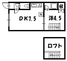 サンティアゴ(1DK/2階)の間取り写真
