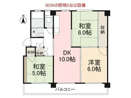 ヴィラ・アンソレイエ牟礼II(3DK/2階)の間取り写真