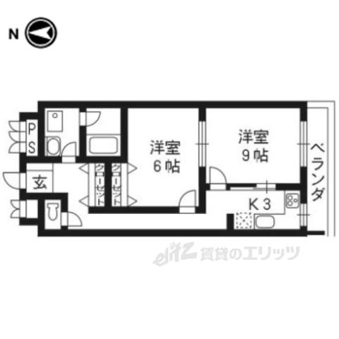クリヨン岡崎(2K/1階)の間取り写真
