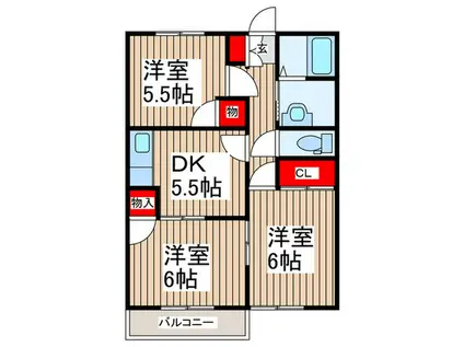 セブンスアローズ(3DK/1階)の間取り写真