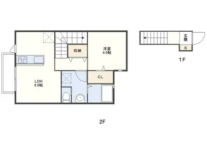 IKD E(1LDK/2階)の間取り写真