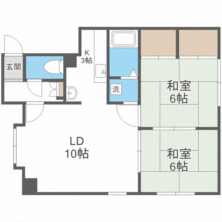 パレーシャル21A(2LDK/2階)の間取り写真