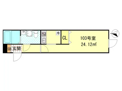 シーエフジオーレ大師駅前(1K/1階)の間取り写真