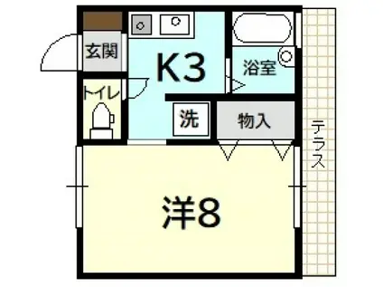 メゾン道方(1K/1階)の間取り写真