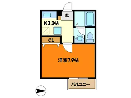 LE CIEL(1K/2階)の間取り写真