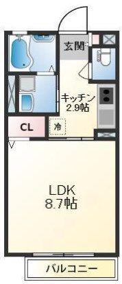 フェリス高浜(1K/2階)の間取り写真