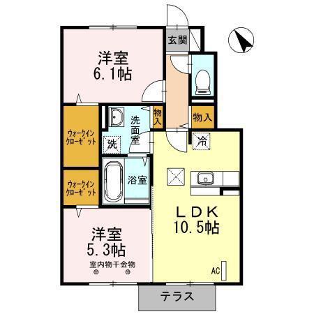 サスティナブル D-1(2LDK/1階)の間取り写真