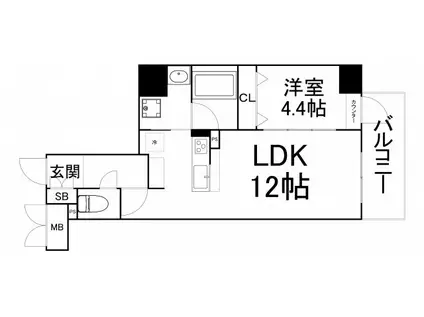 ラフィット松屋町(1LDK/3階)の間取り写真
