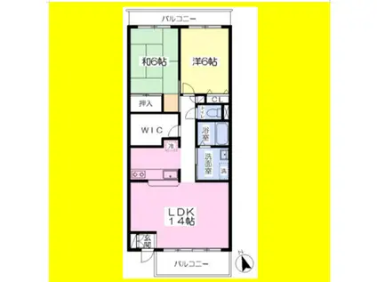 ハッピータウン水道町(2LDK/2階)の間取り写真