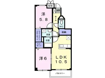 プラティーヌ(2LDK/1階)の間取り写真