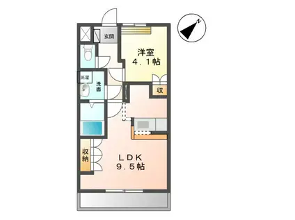 ベルコート(1LDK/1階)の間取り写真