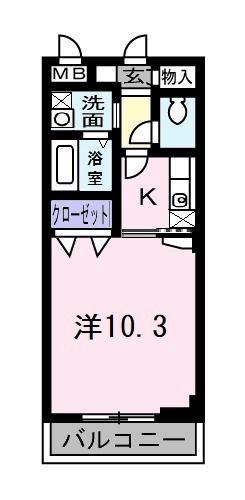 シェーンタール須磨(1K/2階)の間取り写真