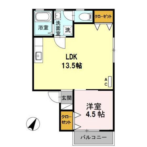 セジュール澤井B棟(1LDK/2階)の間取り写真