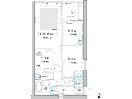 ガーデニエール砧 ウエスト(2LDK/4階)の間取り写真