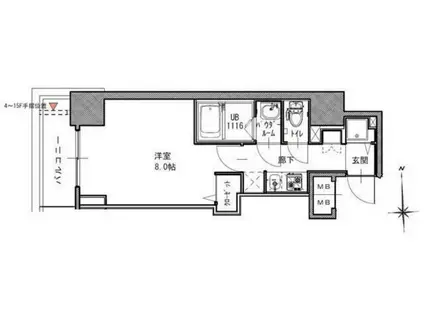 S-RESIDENCE谷町五丁目(1K/8階)の間取り写真