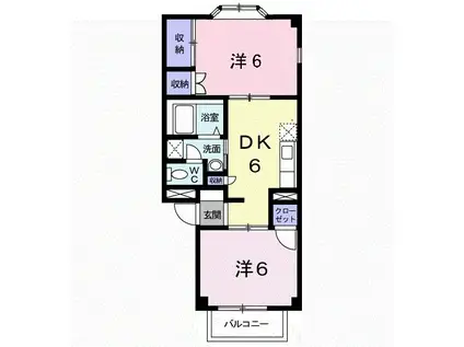 ブルーパンセ翼(2DK/2階)の間取り写真