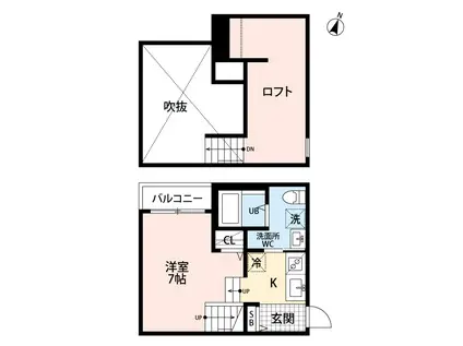 LALUCE黒髪(ワンルーム/2階)の間取り写真