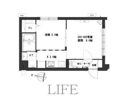 グランメール 水車町7(1LDK/2階)の間取り写真