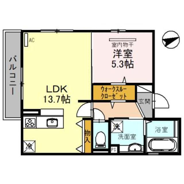 イーグル(1LDK/3階)の間取り写真