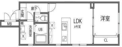 KANOA池上(1LDK/2階)の間取り写真