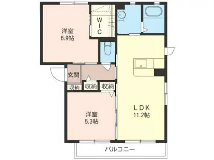プレミールC(2LDK/2階)の間取り写真