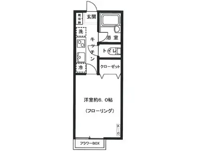 パインヒル東小松原(1K/1階)の間取り写真