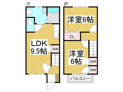 アルコイーリス(2LDK/1階)の間取り写真