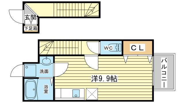 メモアール(ワンルーム/2階)の間取り写真